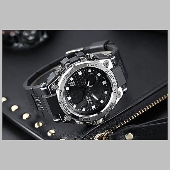 Men's Watches Sports Outdoor Waterproof Military Watch Date Multi 26_Silver - Picture 4 of 6